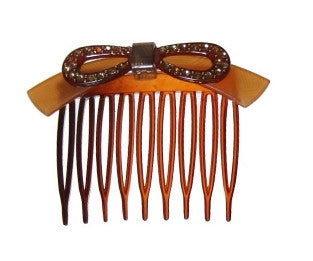 Handmade Side Hair Comb with Rhinestone Bow